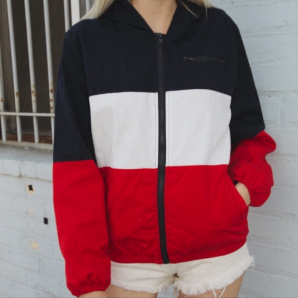 BRANDY MELVILLE KRISSY JACKET RED/WHITE/NAVY ZIPUP
